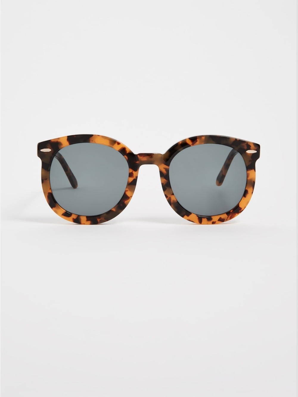 Karen Walker Tortoiseshell Round Sunglasses with Dark Lenses